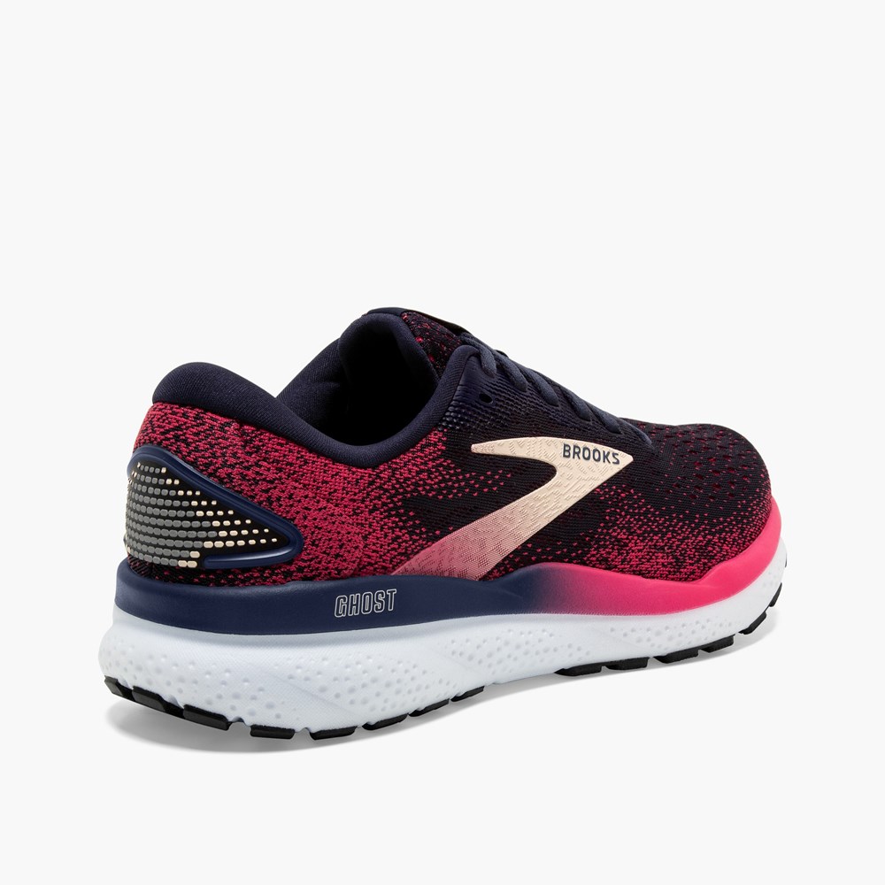 Chaussures Running Route Brooks Ghost 16 Bleu Marine Abricot Femme | QSX-7726064